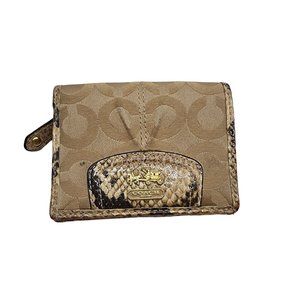#16. Coach Snake Skin Canvas Fold over wallet